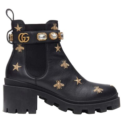 gucci bee trainers black|Gucci bumblebee boots.